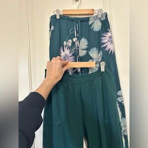 🌙💫 Soma Pajama Bundle Dark Green Waffle Print & Floral Cool Nights Pants 🌙✨